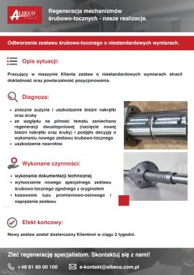 Case study 1 - Albeco Regeneracja mechanizmów śrubowo tocznych
