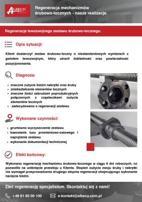 Case study 2 - Albeco Regeneracja mechanizmów śrubowo tocznych